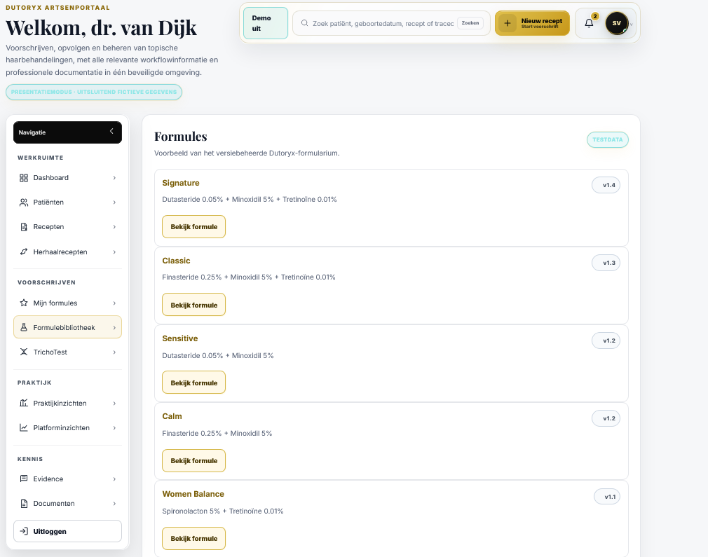 Dutoryx formulebibliotheek in het artsenportaal